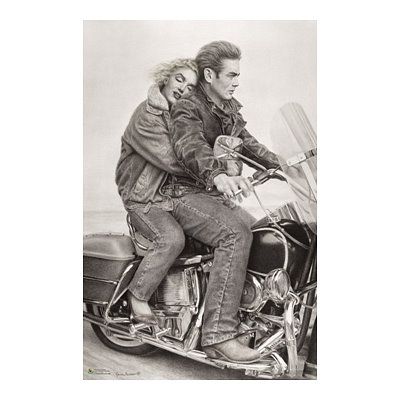 Title James Dean & Marilyn Monroe (Motorcycle) Movie Poster Print