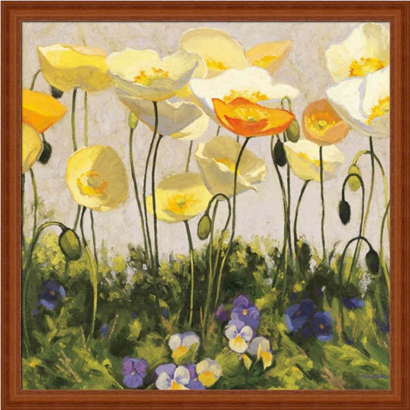 Poppies and Pansies II by Shirley Novak Purple Yellow Modern Floral 