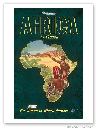 Vintage Travel Poster AFRICA Pan Am American Clipper   