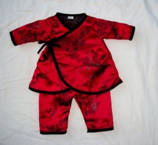Red Cherry Long Sleeve Kimono baby girl dress formal  