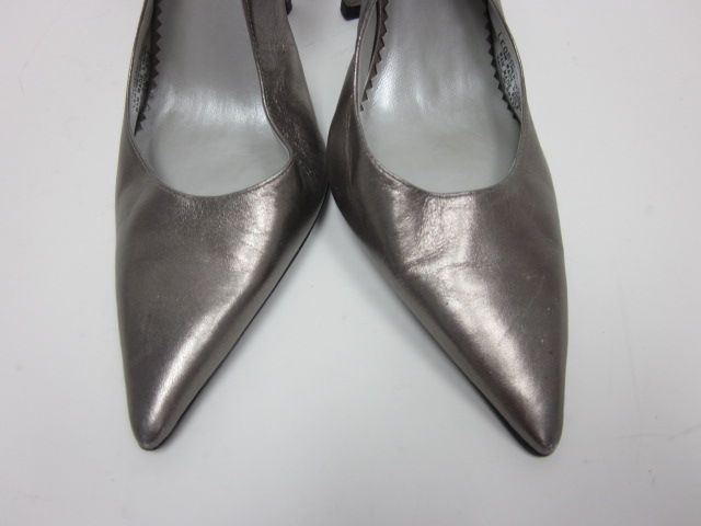 VOZ Metallic Silver Pointed Toe Slingbacks Heels Sz 9  