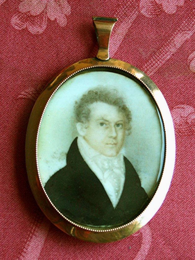 MINIATURE PORTRAIT OF GEORGIAN GENTLEMEN IN GOLD FRAME  