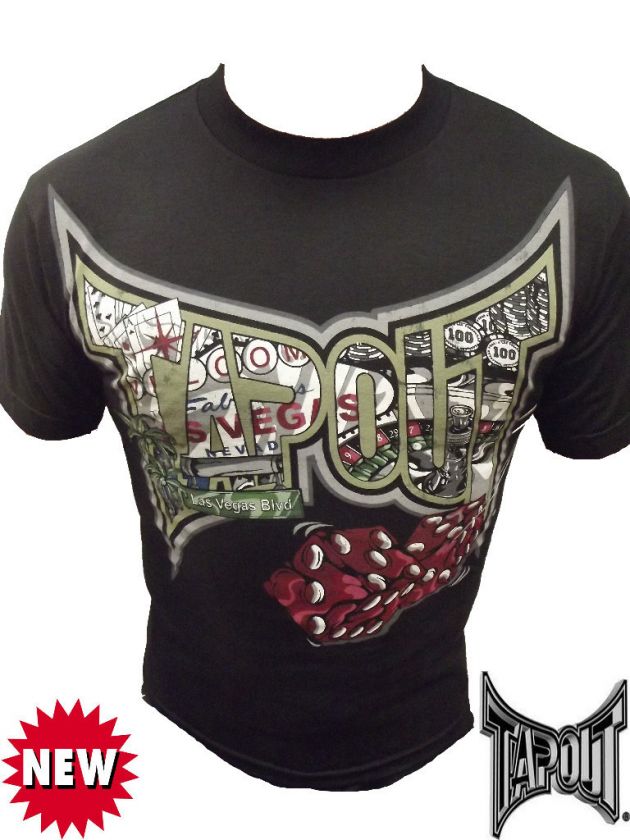 New Mens Tapout UFC MMA Viva Las Vegas dice Cage Fighter T shirt black 