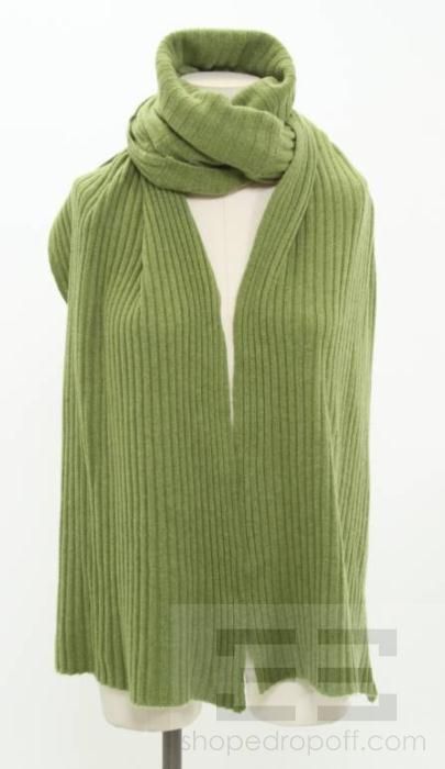 Seletti Green Cashmere Ribbed Shawl  