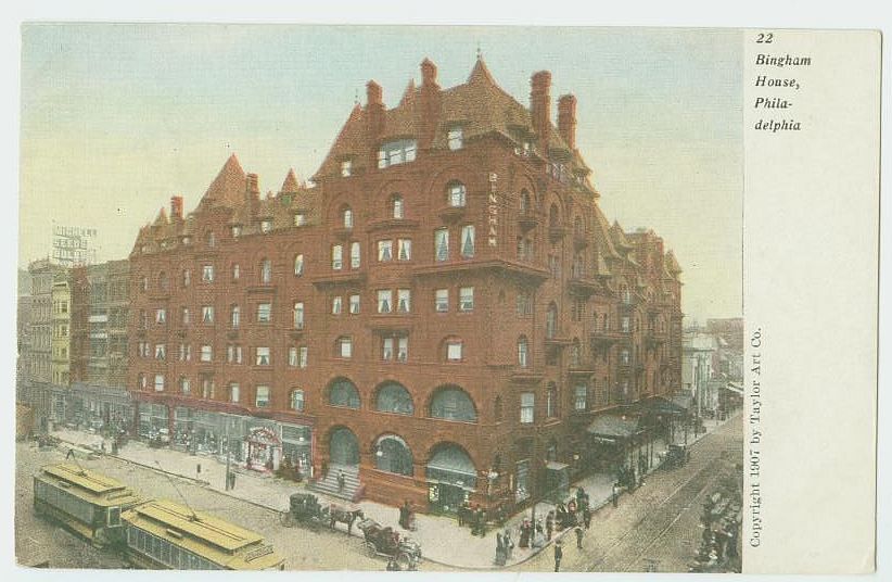 B0406 STREETCAR HORSES @ BINGHAM HOUSE PHILADELPHIA PA c1910  