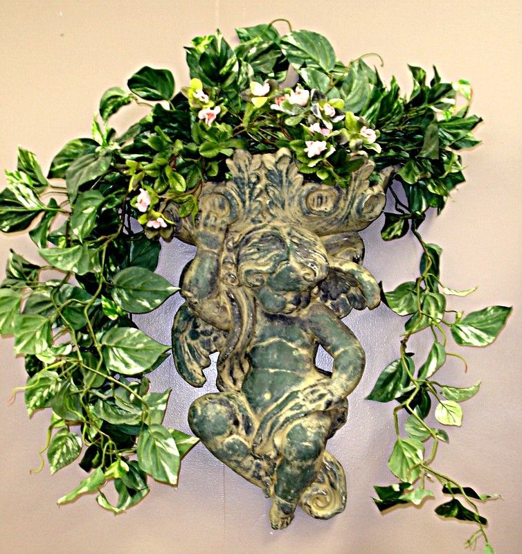 Large 22 Victorian Cherub Wall Planter Angel Sculpture  