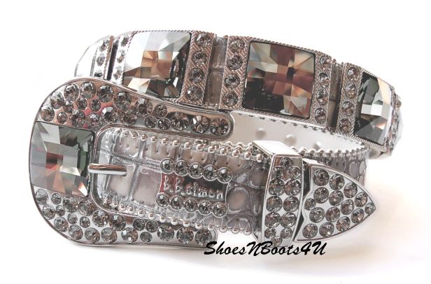 simon SWAROVSKI BLACK DIAMOND CRYSTAL WESTERN BUCKLE BELT M 32 BB 