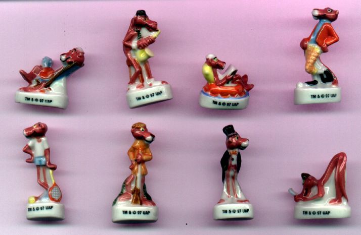 PINK PANTHER OLDEST French Set 8 PORCELAIN Figures RARE  