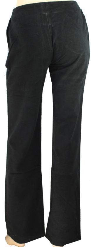 NEW$AUTH VERSACE BEAUTIFUL BLACK FAUX SUEDE PANTS 8  