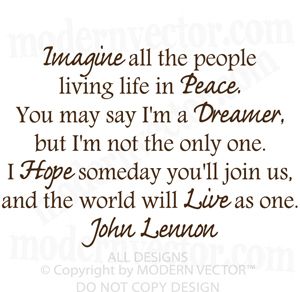 John Lennon IMAGINE Vinyl Wall Quote Decal Lettering  