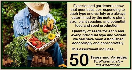   NON HYBRID NON GMO HEIRLOOM SURVIVAL GARDEN SEED BANK SKU50VAB  