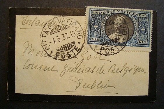 1937 VATICAN CITY MOURNING COVER DEATH OF POPE PIUS XI  