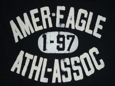 American Eagle AE Mens Black Flocked Logo T Shirt NWT  