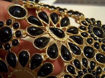 AUTHENTIC AMRITA SINGH FASHION COSTUME GOLD TONE JET BLACK RESIN 