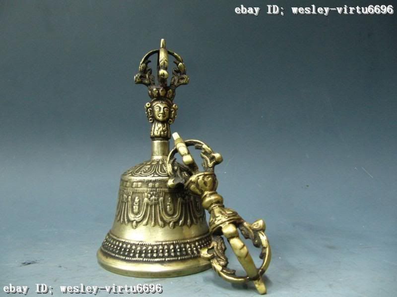 Tibetan Buddhism Bronze made Ghanta and Vajra Set  