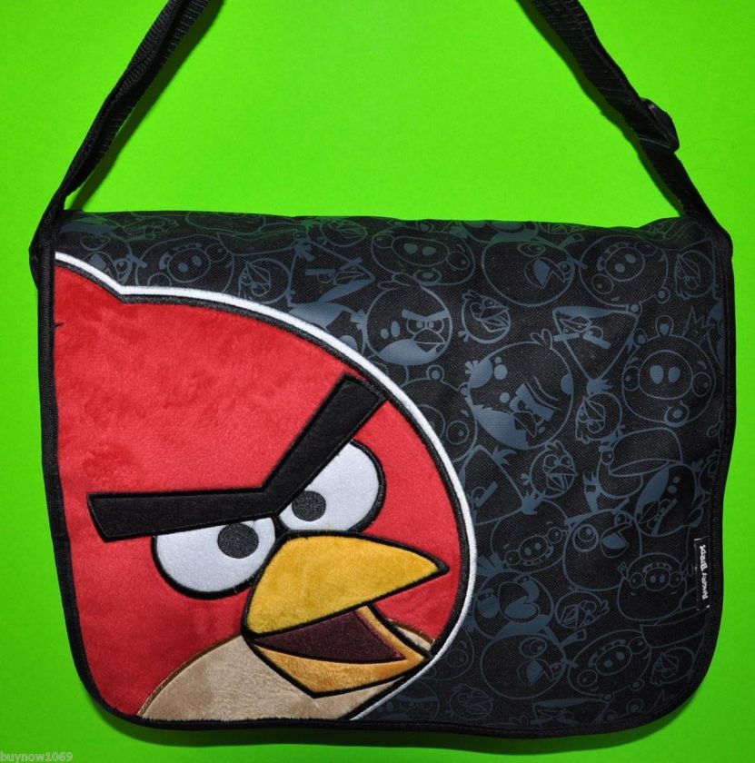 ANGRY BIRDS MESSENGER BAG BOOK BAG BLACK BACKPACK TOTE/DIAPER BAG CUTE 