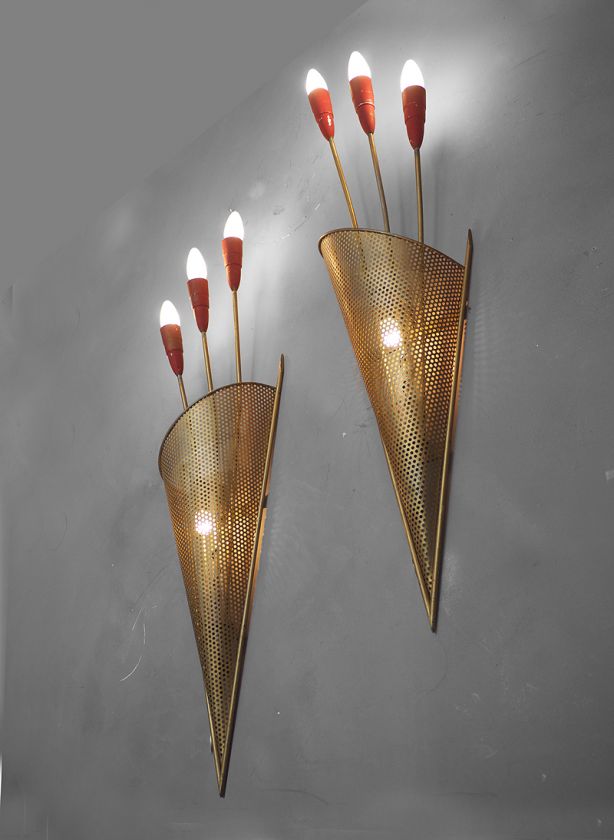 50s Modernist French SPUTNIK Wall Sconces Lights Lamps midcentury Biny 