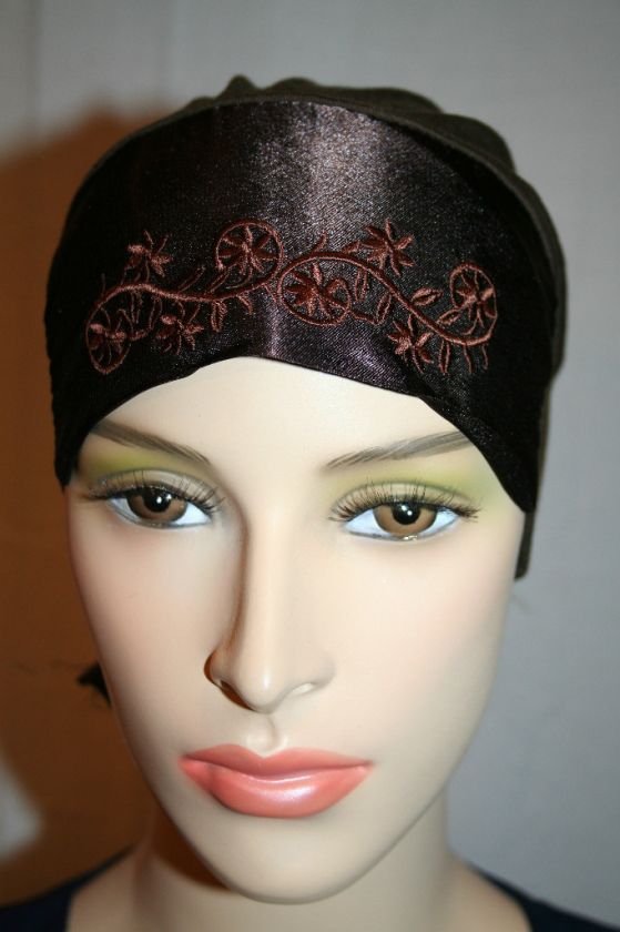 Satin UnderScarf Bonnet Cap Hijab Hejab Hat Embroidery  