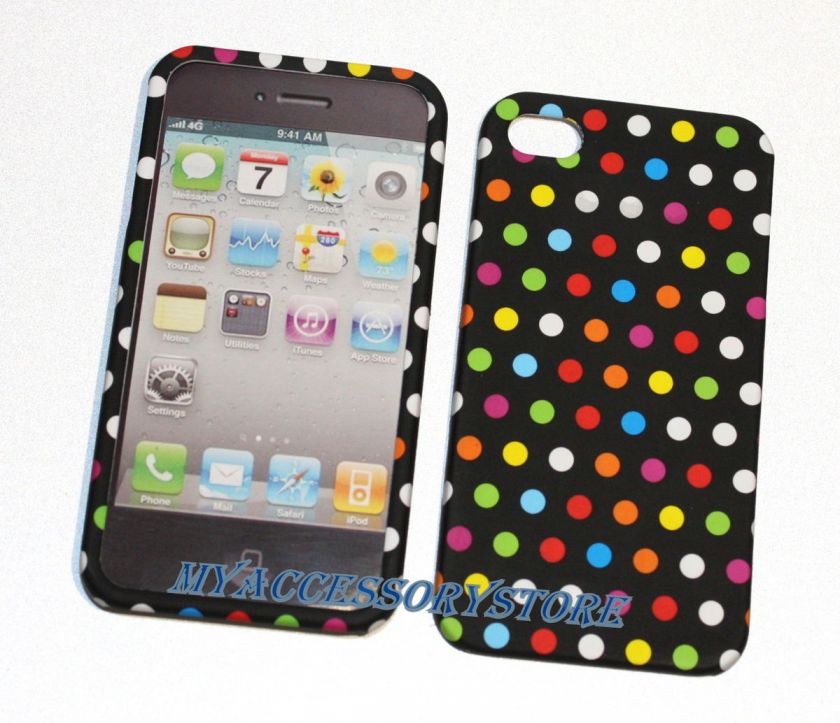 Apple iPhone 4 4S Colorful Polka Dots Design ( Matte ) Hard Phone Case 