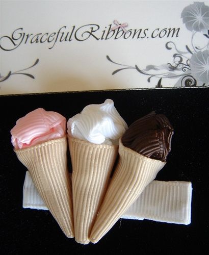 Ribbon Art hair clips Neapolitan ice cream social  