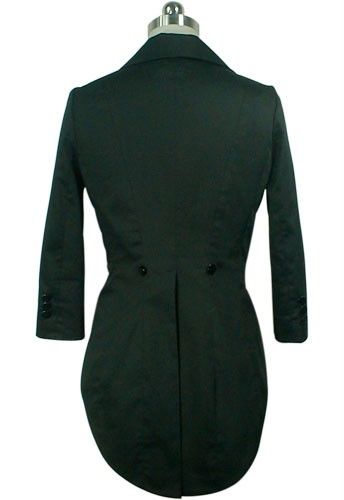 Womens Tuxedo Jacket Black 80s Tails Punk Costume Lined  