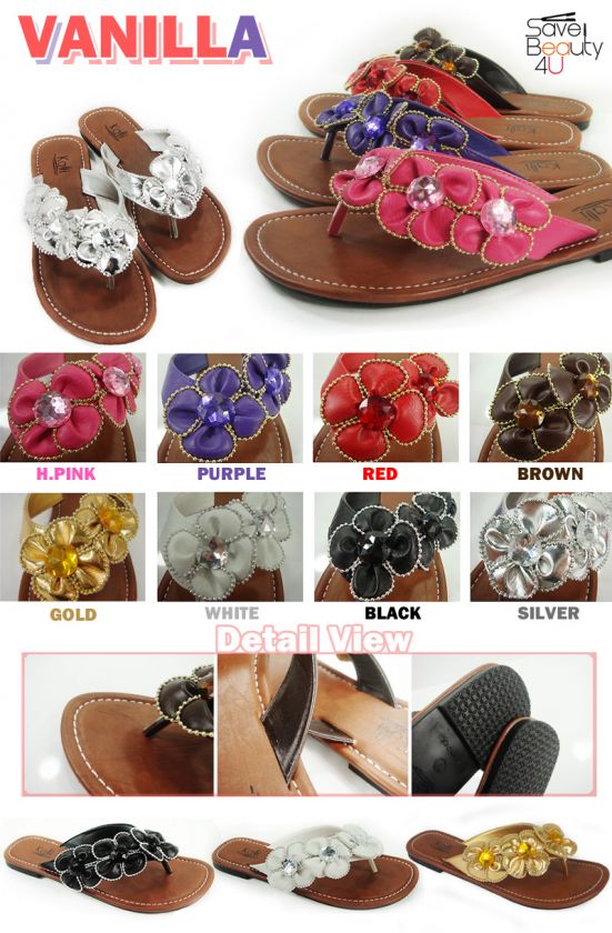 New Fashion Womens Cute Flip Flops Sandal Flower Beach Flat Sandals 