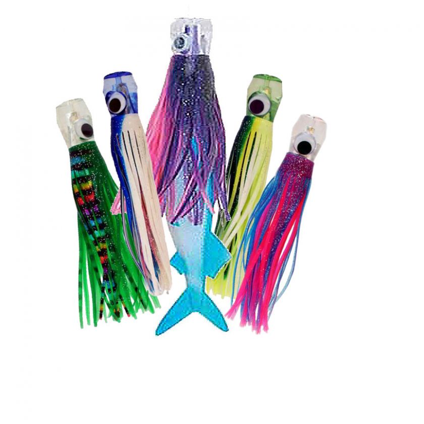 Saltwater Trolling Lure Kit, Clear Resin Lure, Squid Skirt, Ballyhoo 