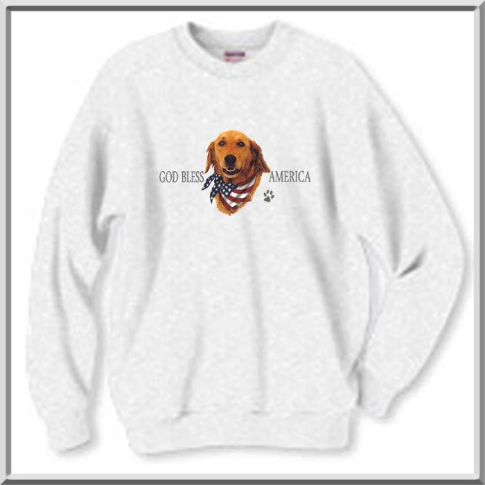 God Bless America Golden Retriever SWEATSHIRT S 3X,4X  