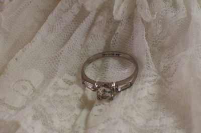 VINTAGE CLEAR RHINESTONE RING STERLING SIZE 9 1/2  