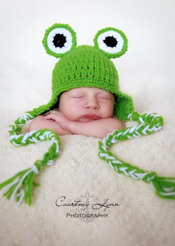 BABY BOY ☀ FROGGY HAT~W/ EAR FLAPS NEWBORN~PHOTO PROP  