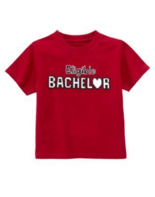 GYMBOREE VALENTINES DAY RED BACHELOR TEE 3 6 12 NWT  