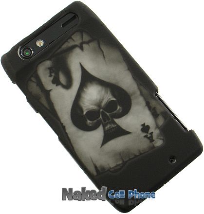 POCKET ACES BLACK SKULL RUBBERIZED HARD CASE FOR MOTOROLA DROID RAZR 