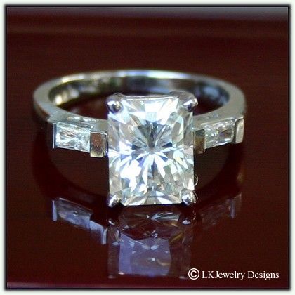 45 CT MOISSANITE RADIANT & BAGUETTES SOLITAIRE RING  