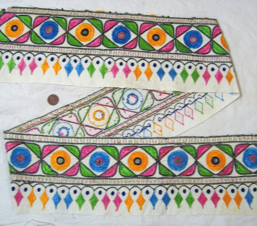   Antique Border Sari Trim Lace Ribbon PARSI WORK kolha bail  