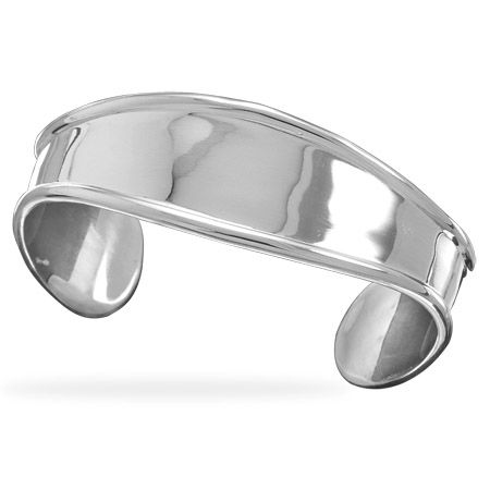 Polished Sterling Silver Tapered Cuff Bangle Bracelet  