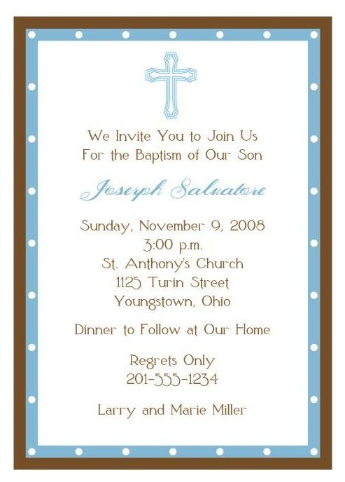 Baptism or First Holy Communion Invitations   Boy  