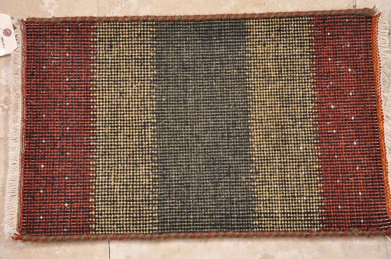 1x2 HANDMADE GABBEH WOOL RUG MINI GREEN YELLOW RUST PET  