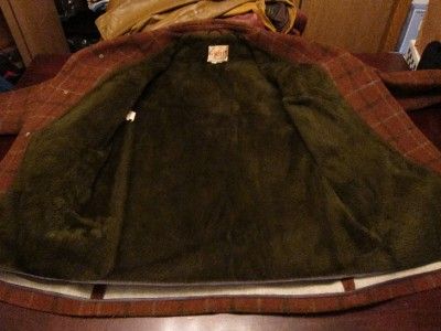   Mens Made USA Plaid Wool Sherpa Lined Barn Hunting Jacket Coat Sz 38 M