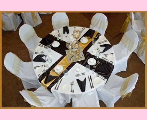 wedding chair cover rental   $1.49 ~ organza sash $0.40  