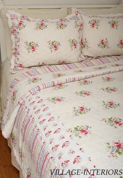 SALE BEACH CHIC SHABBY KIMBERLY PINK BLUE F/QUEEN COTTON QUILT  
