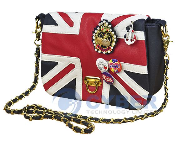 Women UK Flag Union Jack Sequin Handbag Shoulder Bag  