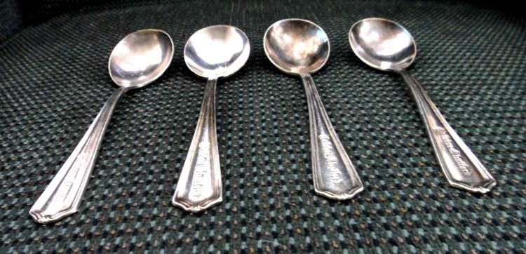 LOT vintage 4pc ORIG. BELLEVUE STRATFORD SILVERPLATE SOUP SPOONS 