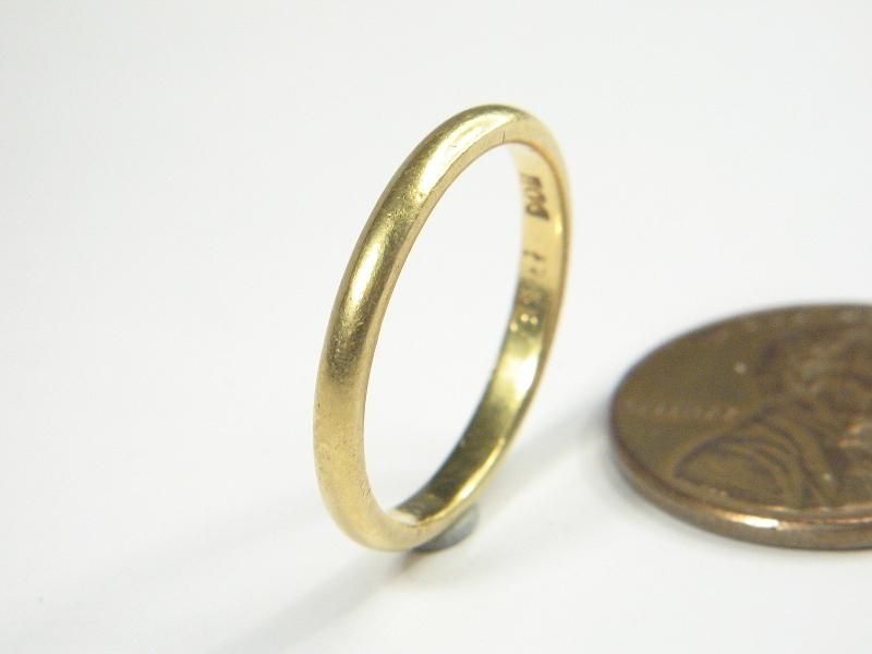 VINTAGE IRISH 22K GOLD SLIM WEDDING BAND RING c1946 DUBLIN  