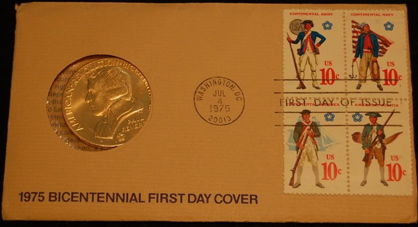 1975 NOT DATED Paul Rivere US MINT Bicentennial 1st Day Cover Medal 