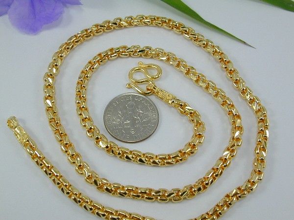 STUNNING CHAIN E INDIA 22K 24K Gold GP Thai Necklace 19  