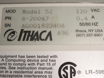 Ithaca Series 50 Model 52 Reciept Printer w/ Cables PN 8 20047  