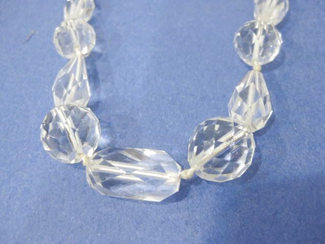 vtg 30s 40s Large Clear Cut Glass Necklace  