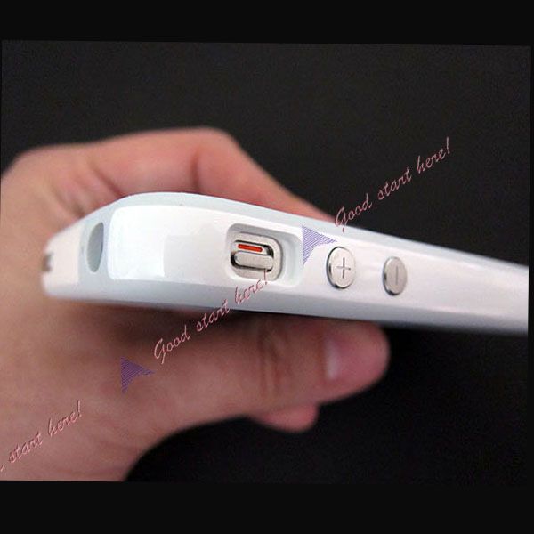 White Bumper Frame Cover Case w/Side Buttons for Iphone 4 4G  