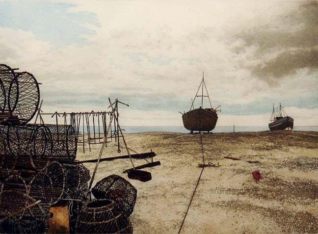 Paul Bisson Hastings SIGNED ORIGINAL Etching UK boats framed SUBMIT 