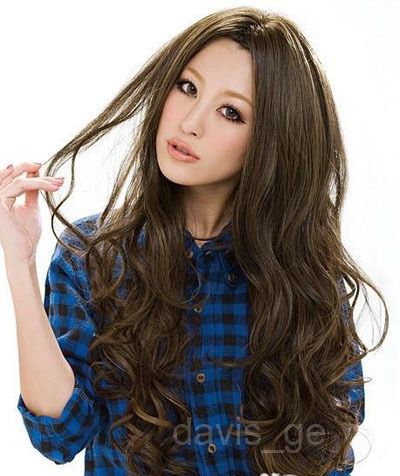 2011 New Fashion Long Wig Hair Curl Wigs Black / Brown W003  